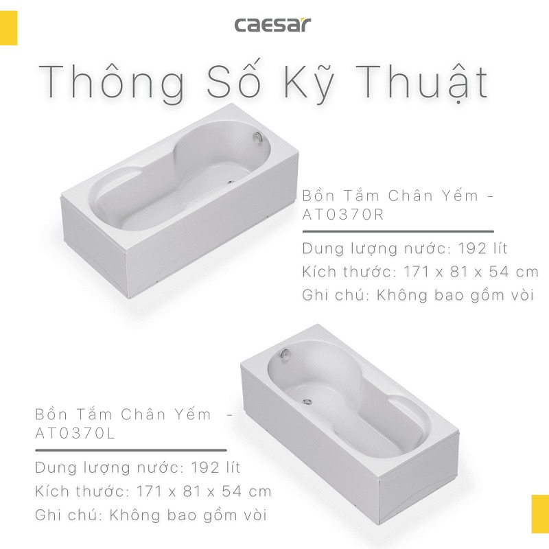 Bồn tắm chân yếm 1m7 Caesar AT0370L(R)