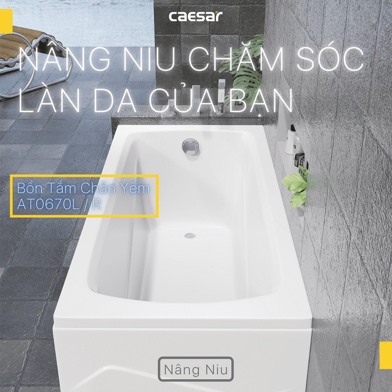 Bồn tắm chân yếm 1m7 Caesar AT0670L(R)