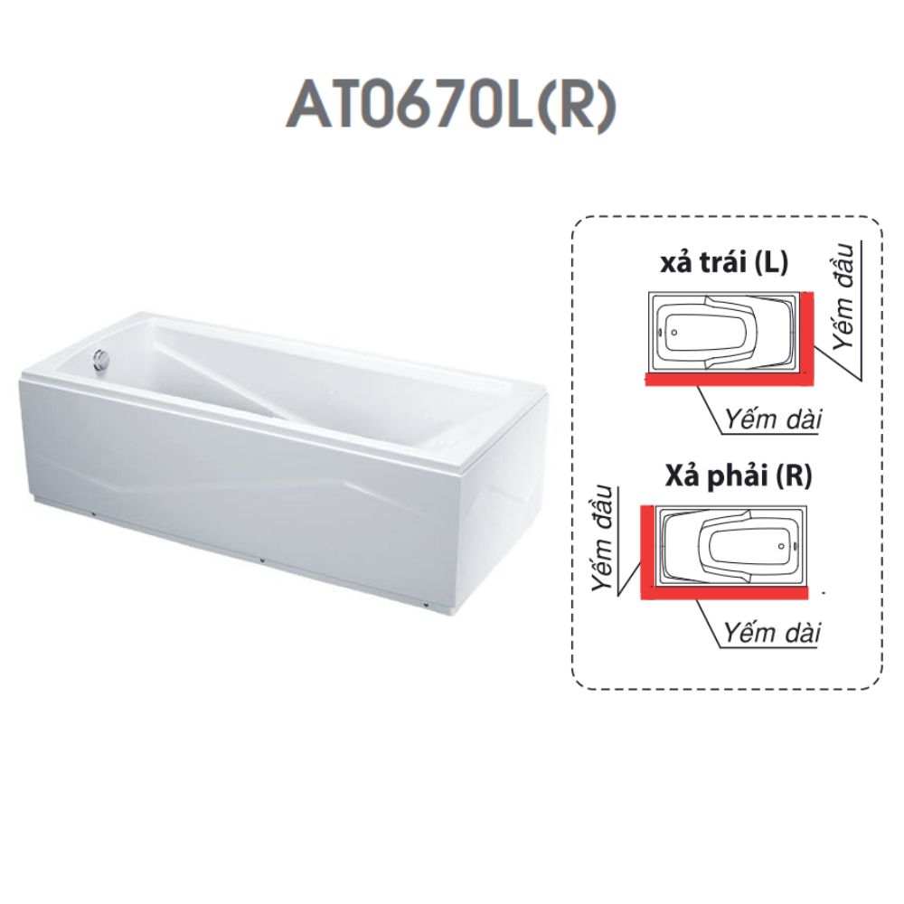 Bồn tắm chân yếm 1m7 Caesar AT0670L(R)