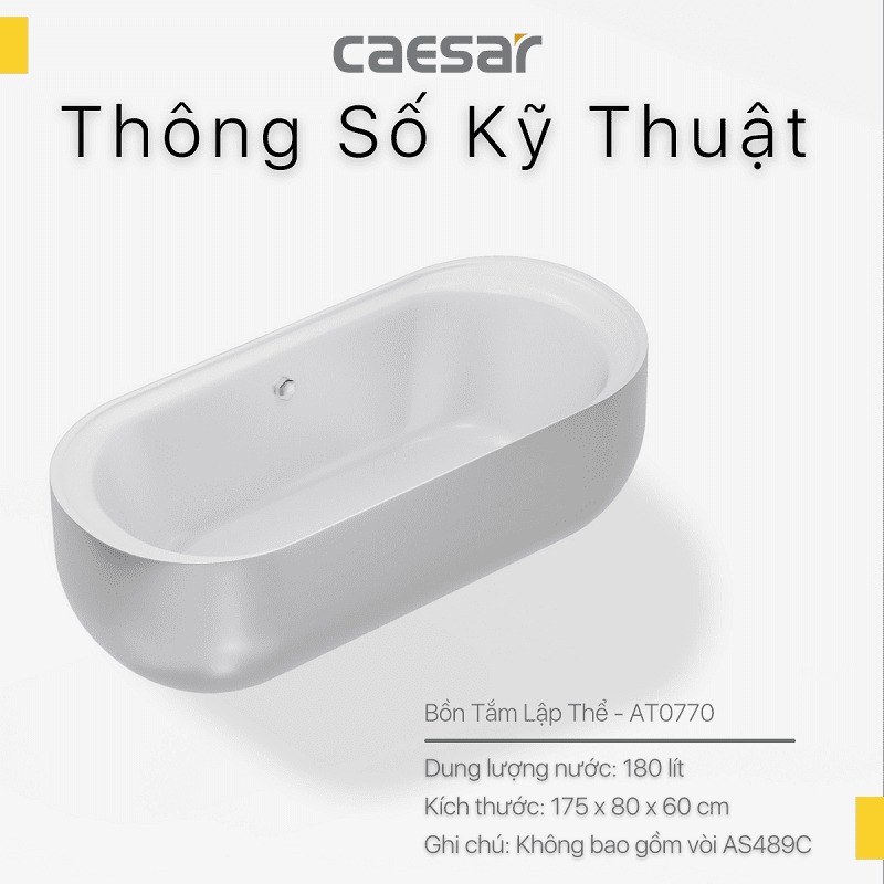 Bồn tắm chân yếm 1m7 Caesar AT0770