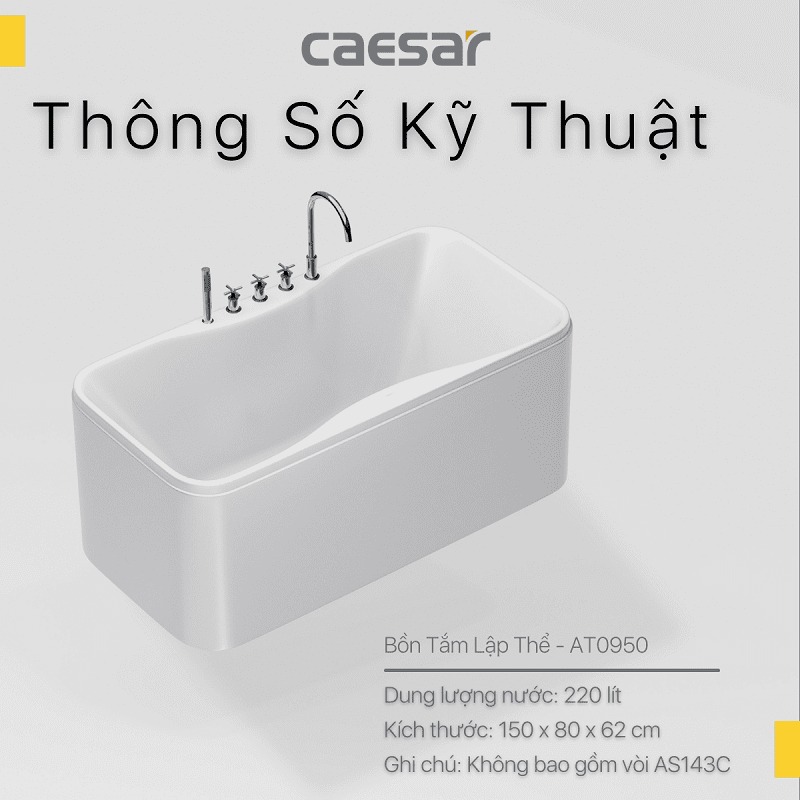 Bồn tắm lập thể 1m4 Caesar AT0950