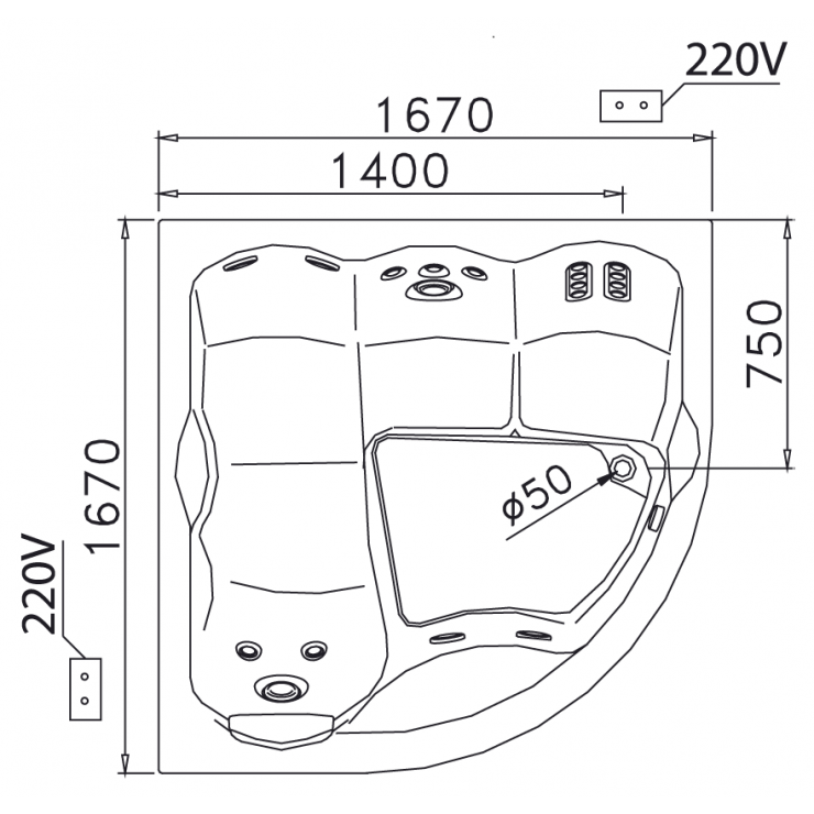 Bồn tắm chân yếm đặt góc 1m6 Caesar MT5165