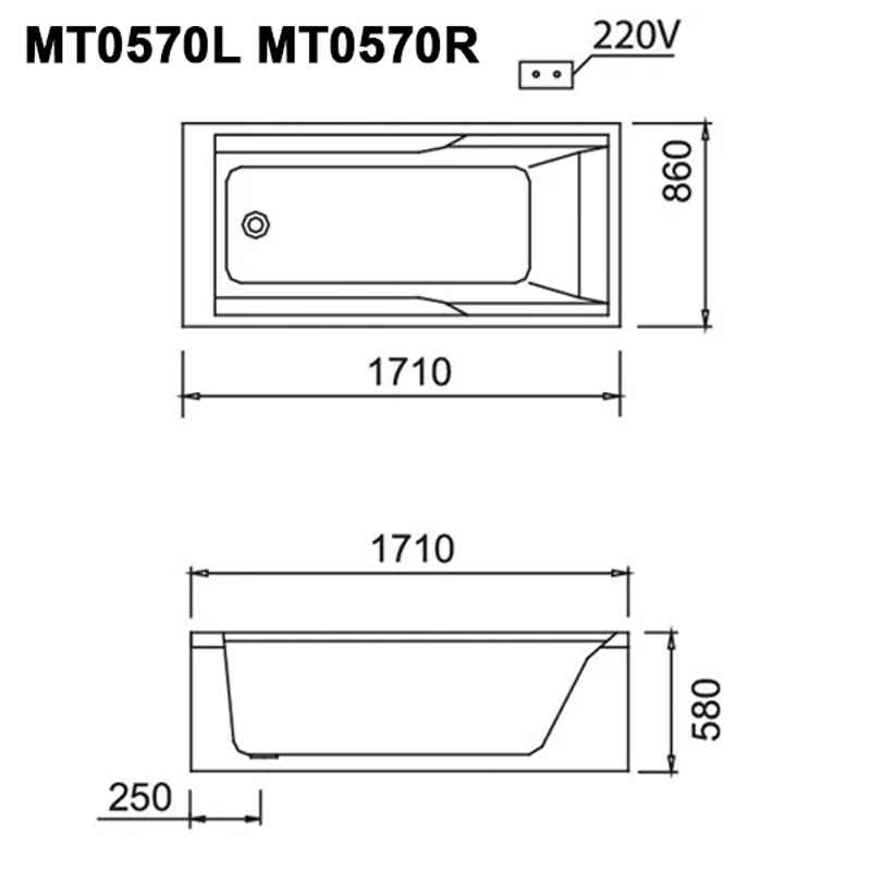 Bồn tắm massage Caesar MT0570L/R