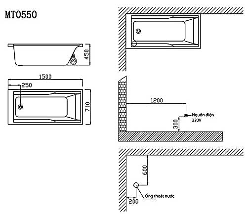 Bồn tắm massage Caesar MT0550L/R (bỏ mẫu)