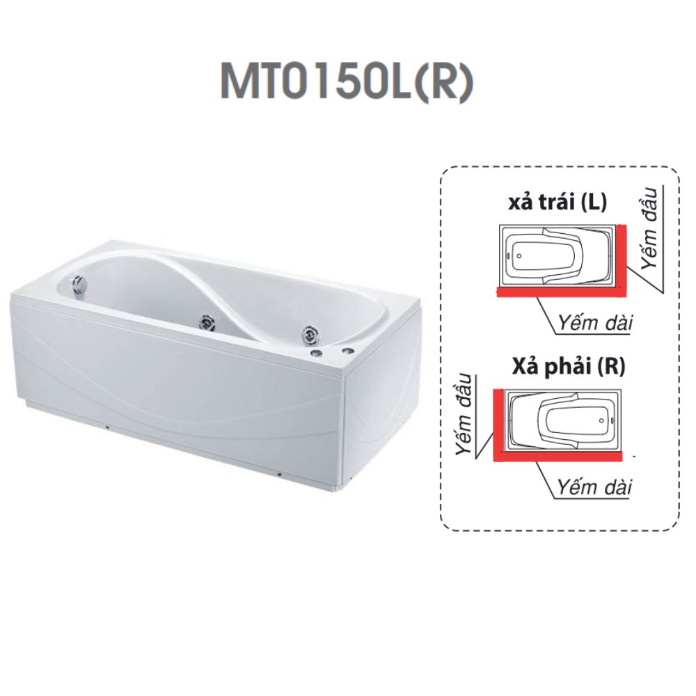 Bồn tắm chân yếm 1m5 massage Caesar MT0150L(R)