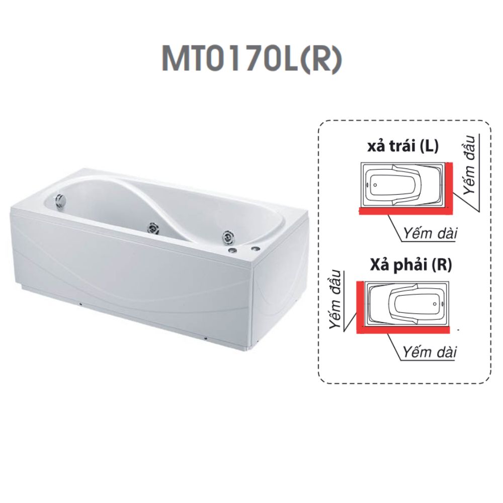 Bồn tắm chân yếm 1m7 massage Caesar MT0170L(R)
