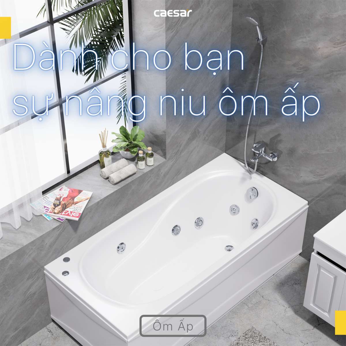 Bồn tắm chân yếm 1m7 massage Caesar MT0170L(R)