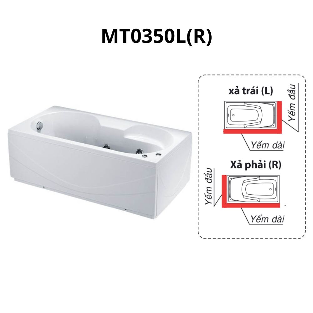 Bồn tắm chân yếm 1m5 massage Caesar MT0350L(R)