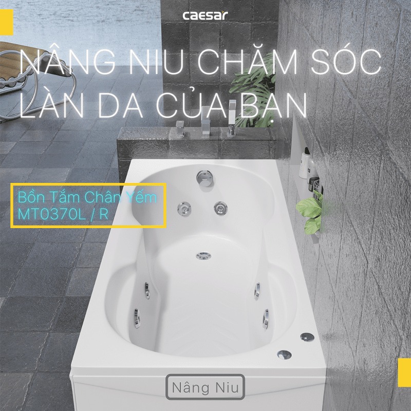 Bồn tắm chân yếm 1m7 massage Caesar MT0370L(R)
