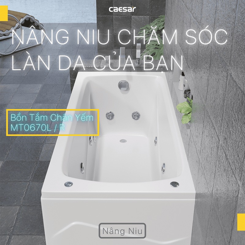 Bồn tắm chân yếm 1m7 massage Caesar MT0670L(R)
