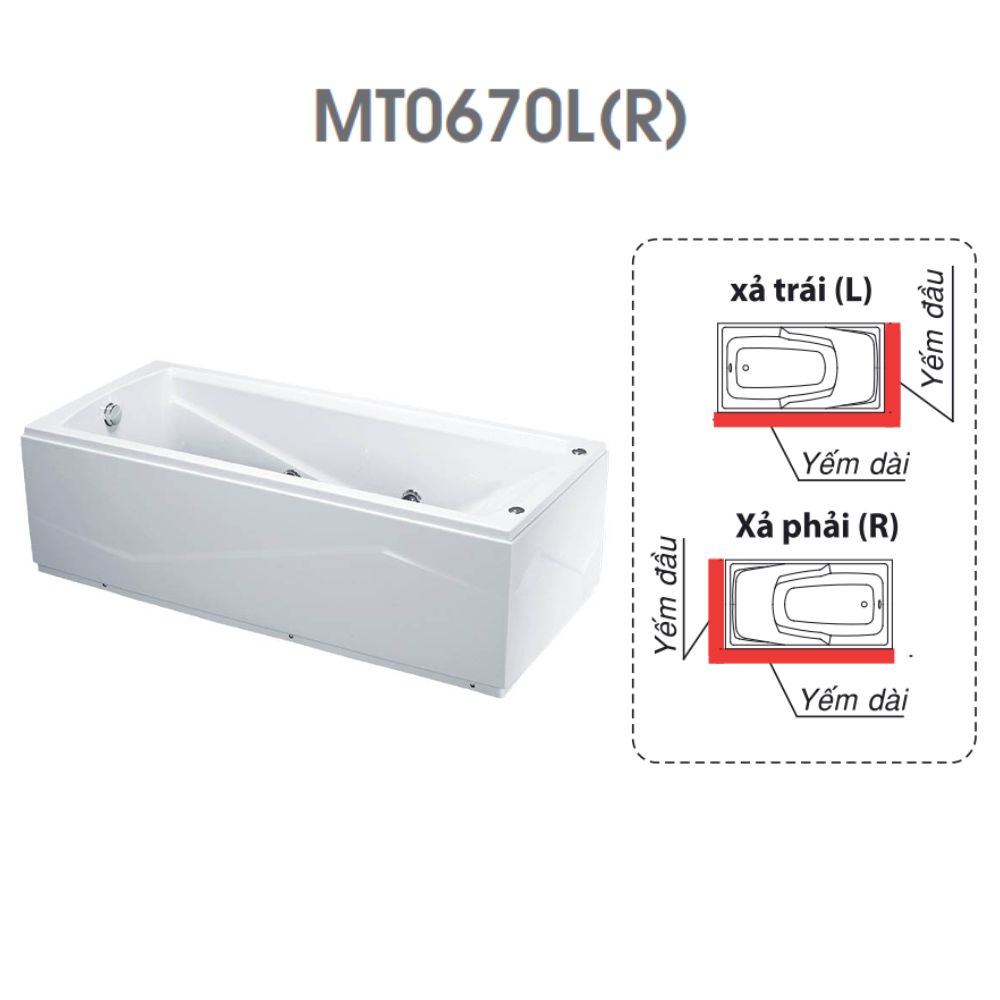 Bồn tắm chân yếm 1m7 massage Caesar MT0670L(R)