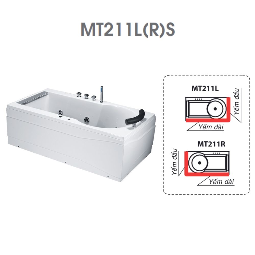 Bồn tắm chân yếm 1m7 massage hơi Caesar MT211L(R)S