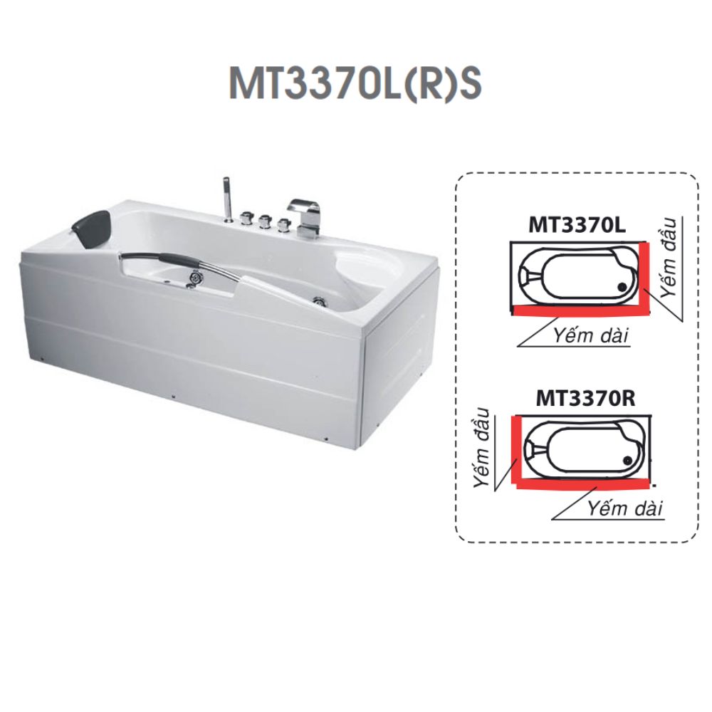 Bồn tắm chân yếm 1m7 massage hơi Caesar MT3370L(R)S