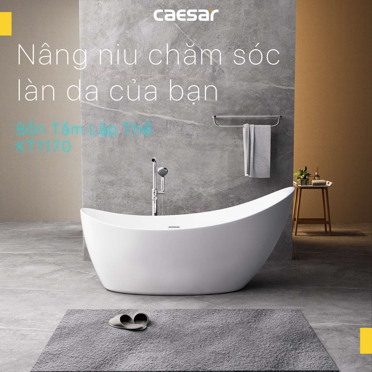 Bồn tắm đặt sàn 1m7 Caesar KT1170