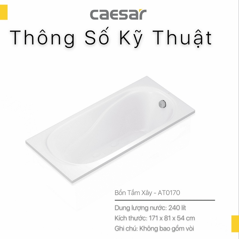 Bồn tắm xây 1m7 Caesar AT0170