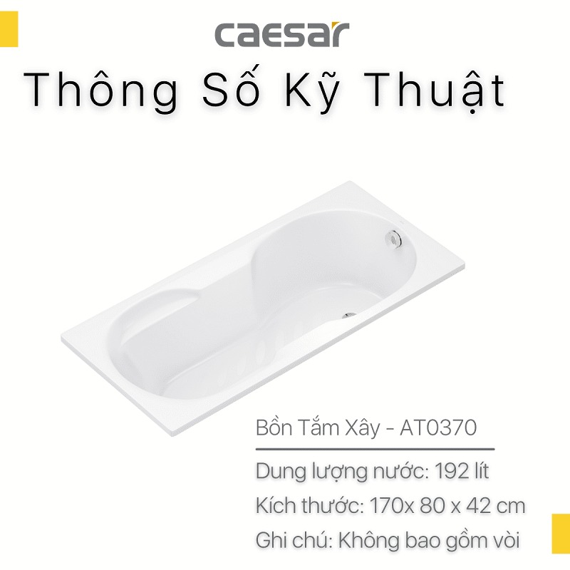 Bồn tắm xây 1m7 Caesar AT0370
