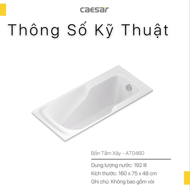 Bồn tắm xây 1m6 Caesar AT0460