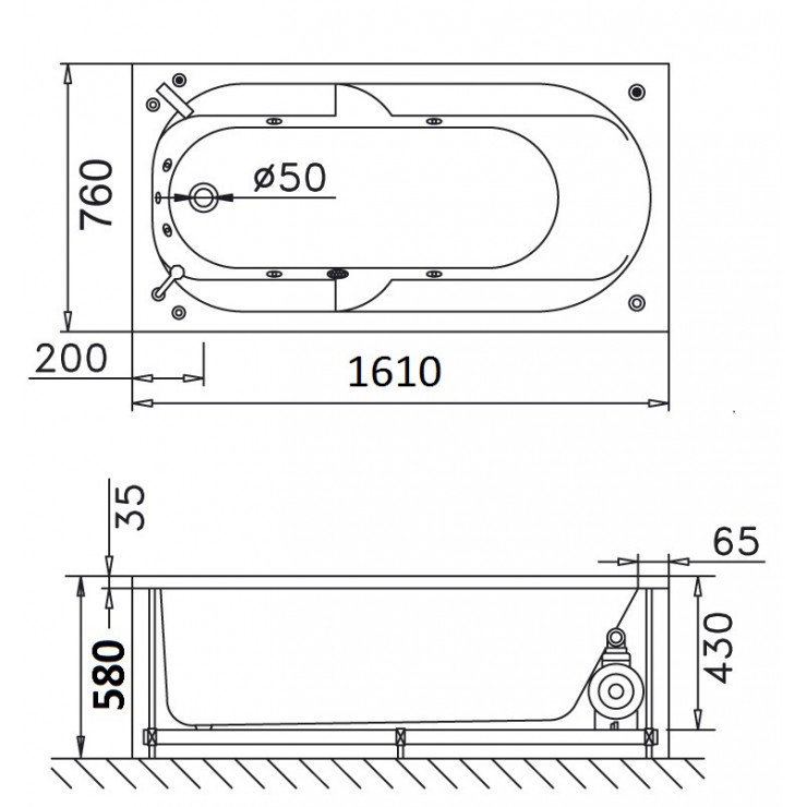 Bồn Tắm Xây 1.6M Caesar AT0460