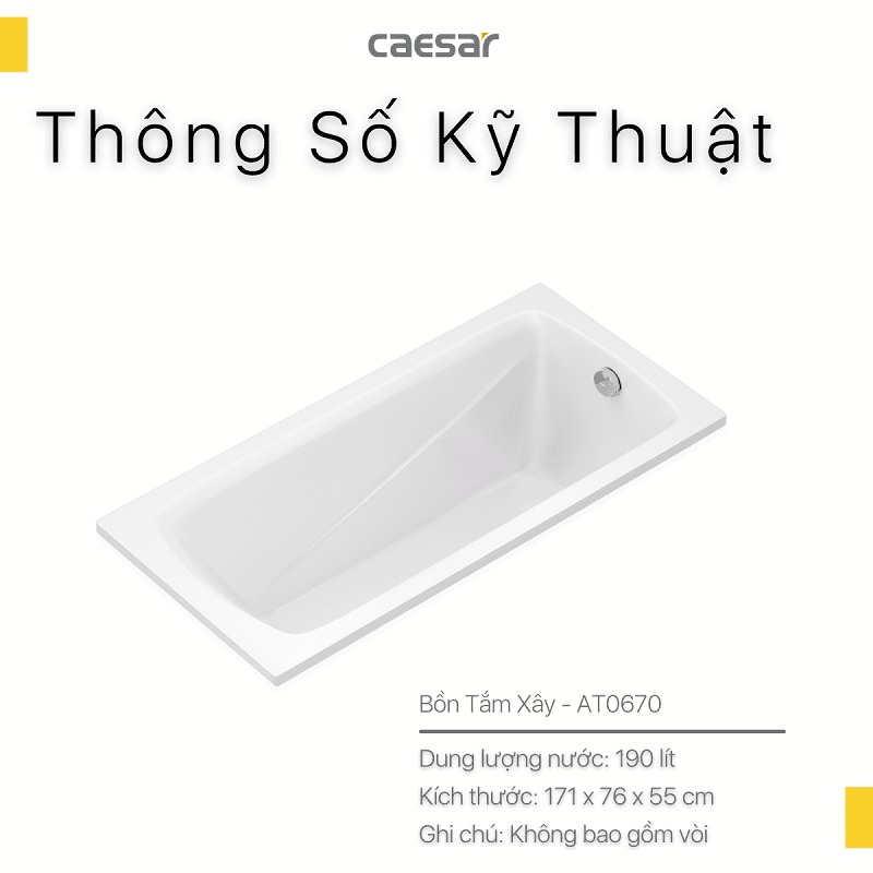 Bồn tắm xây 1m7 Caesar AT0670
