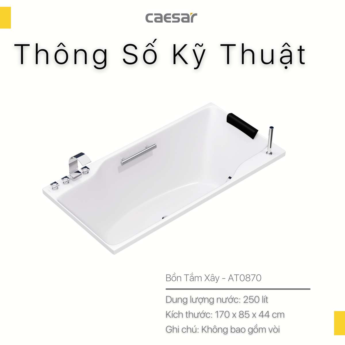 Bồn tắm xây 1m7 Caesar AT0870