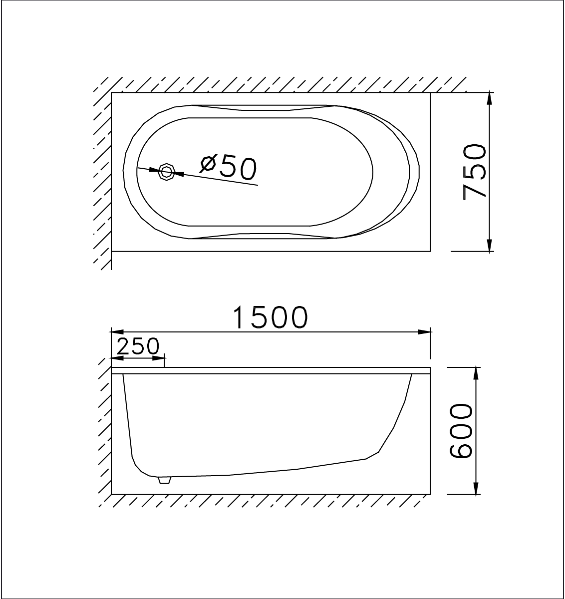 Bồn tắm chân yếm 1m5 Caesar AT2150L(R)