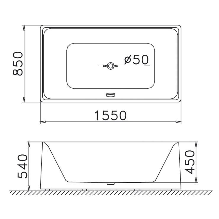 Bồn tắm lập thể 1m55 Caesar AT6350