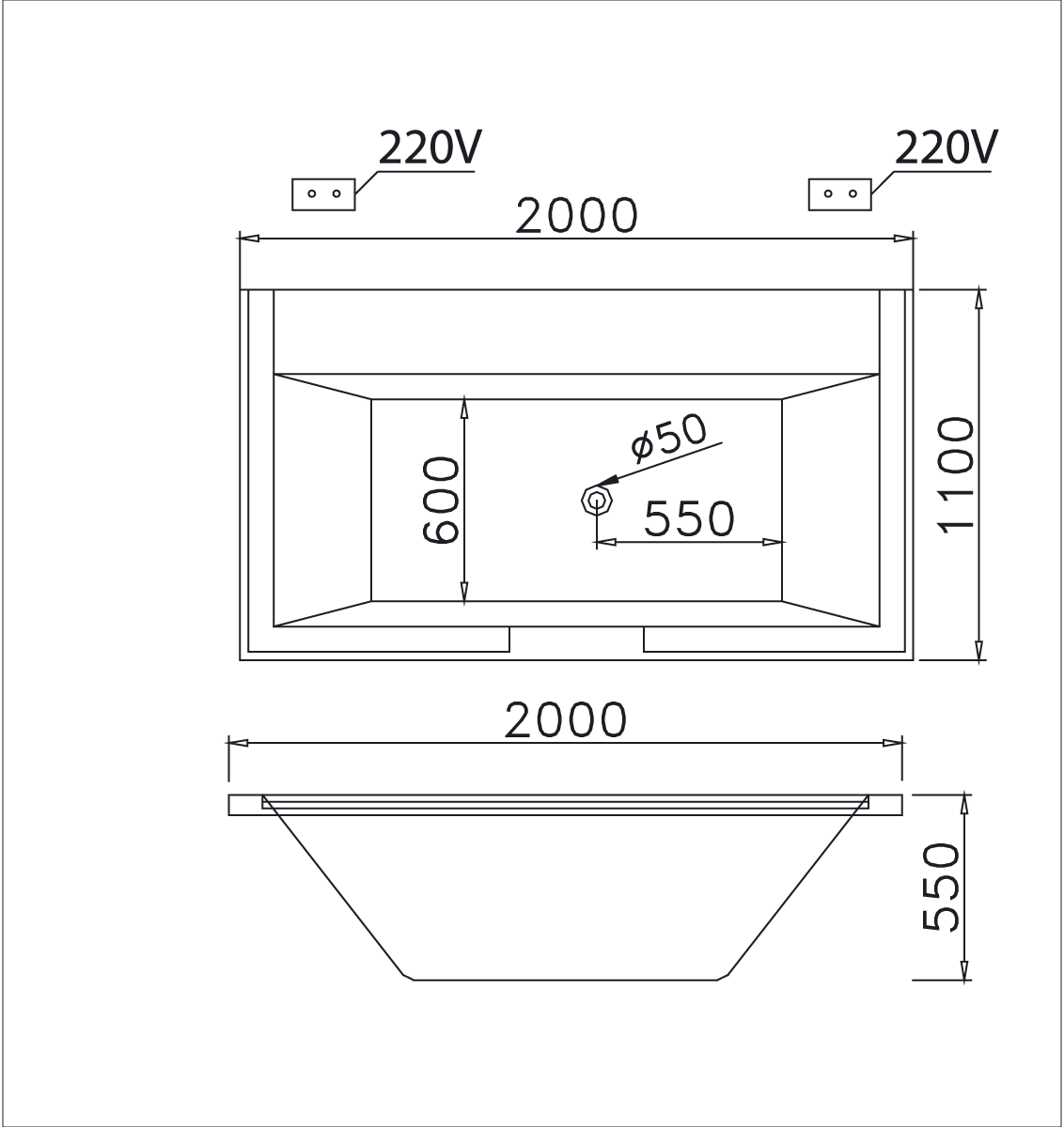 Bồn tắm xây 2m massage hơi Caesar MT7520S