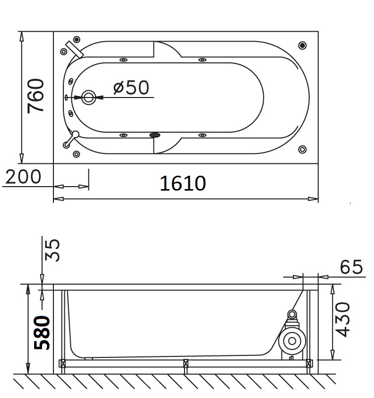 Bồn tắm xây 1m6 massage Caesar MT0460