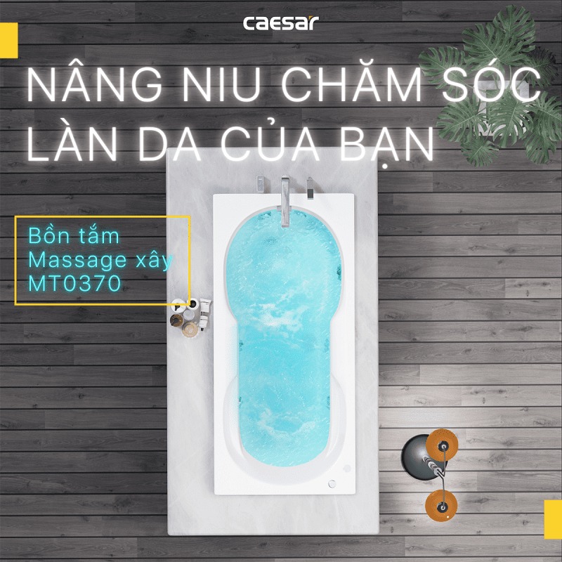 Bồn tắm xây 1m7 massage Caesar MT0370