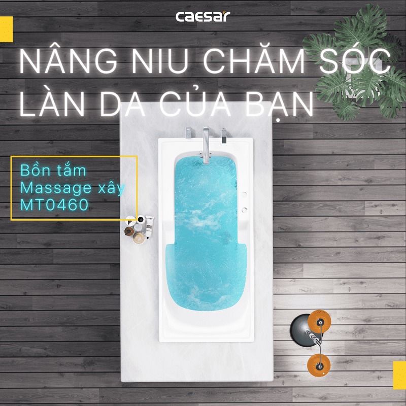 Bồn tắm xây 1m6 massage Caesar MT0460