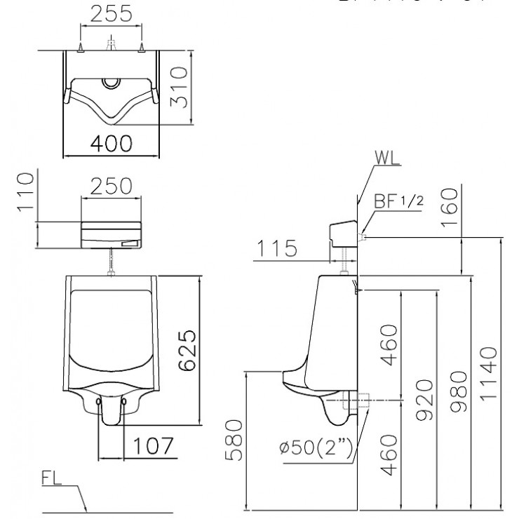 Bồn tiểu nam treo tường Caesar U0240