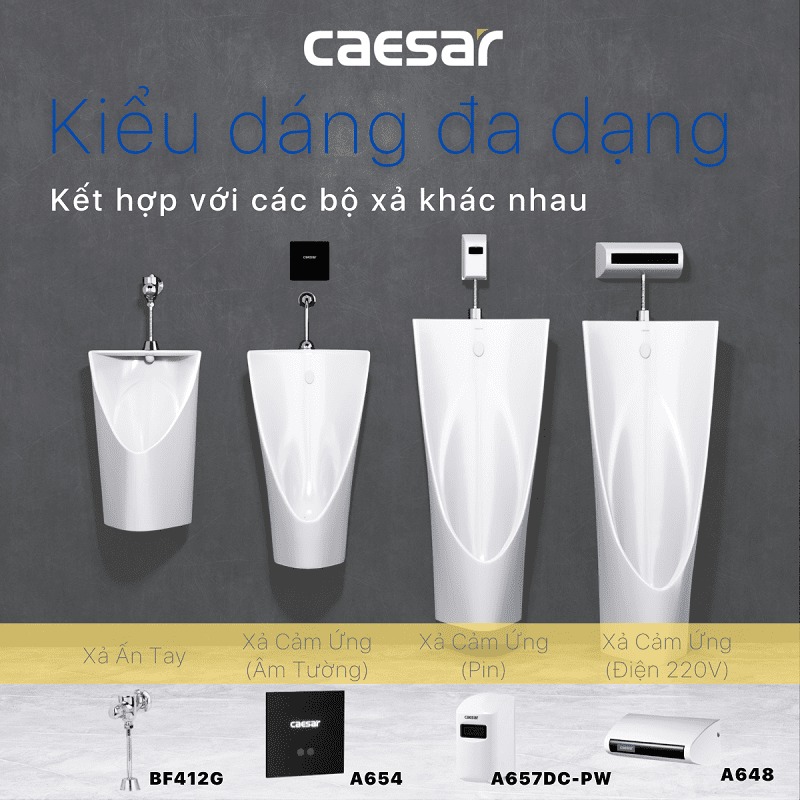 Bồn tiểu nam treo tường thoát ngang Caesar U0232