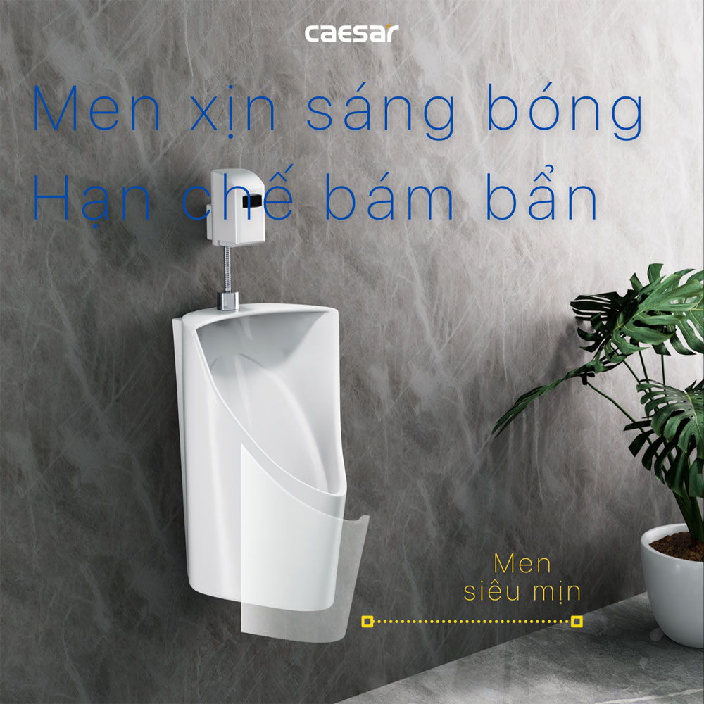 Bồn tiểu nam treo tường kèm van xả cảm ứng và máy tạo ozon Caesar U0233+A637