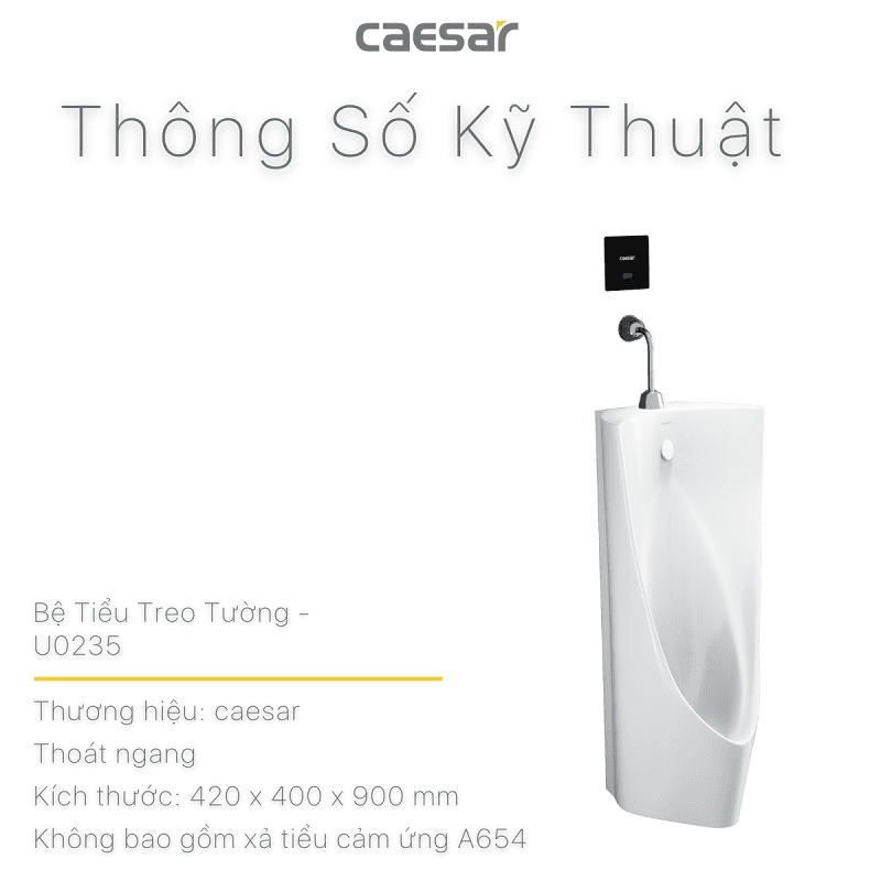 Bồn tiểu nam treo tường thoát ngang Caesar U0235