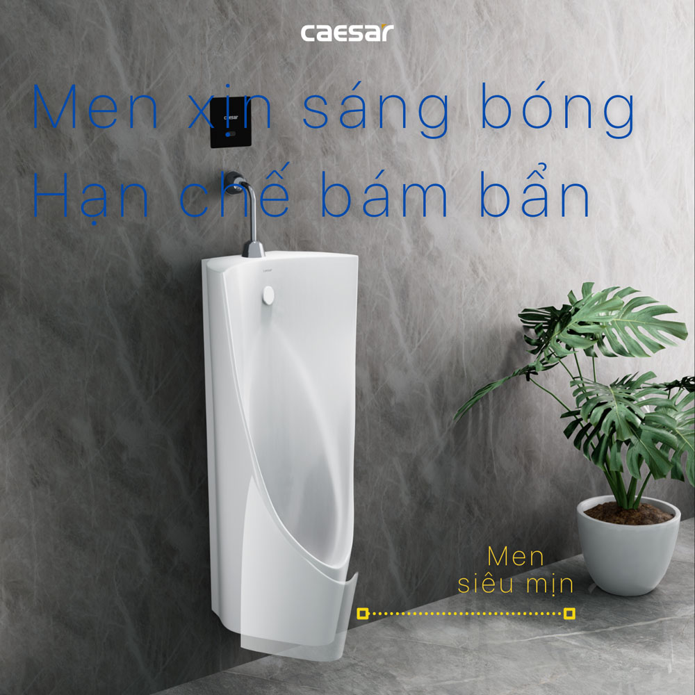 Bồn tiểu nam treo tường kèm van xả cảm ứng Caesar U0235+A654