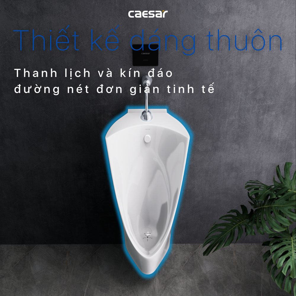 Bồn tiểu nam treo tường kèm van xả cảm ứng Caesar U0235+A654