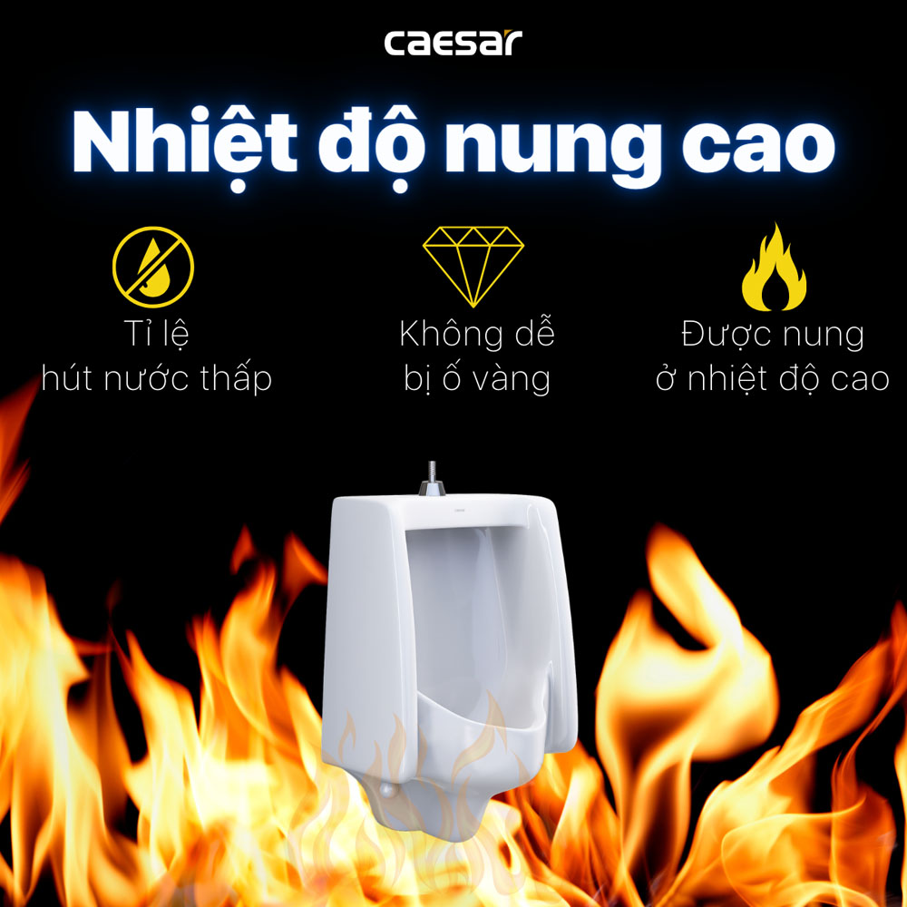 Bồn tiểu nam treo tường kèm van xả cảm ứng Caesar U0240+A623