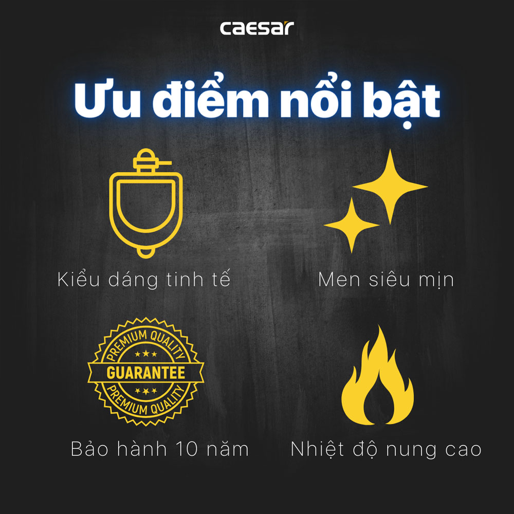 Bồn tiểu nam treo tường kèm van xả cảm ứng Caesar U0240+A623