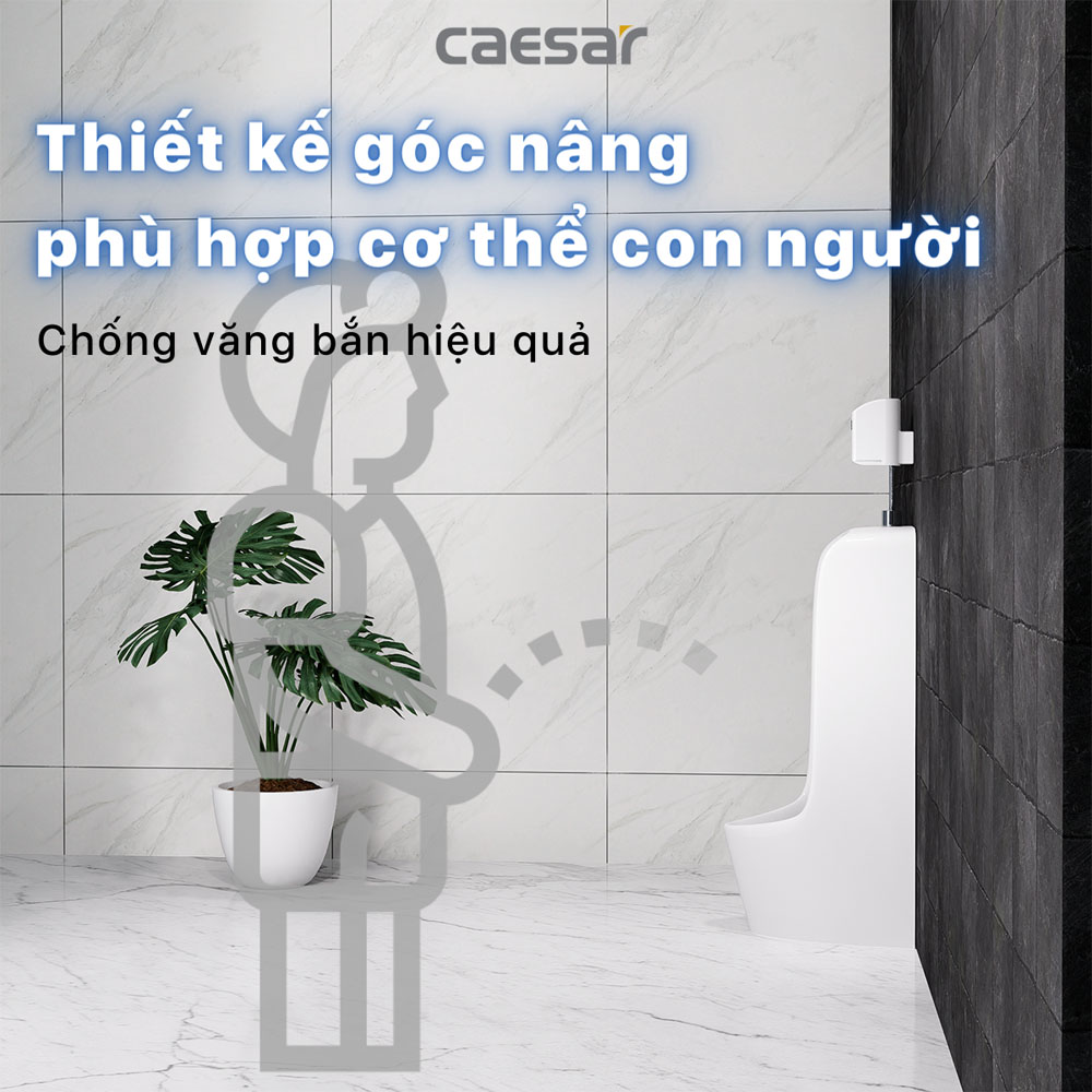 Bồn tiểu nam đặt sàn kèm van xả cảm ứng Caesar U0296+A648