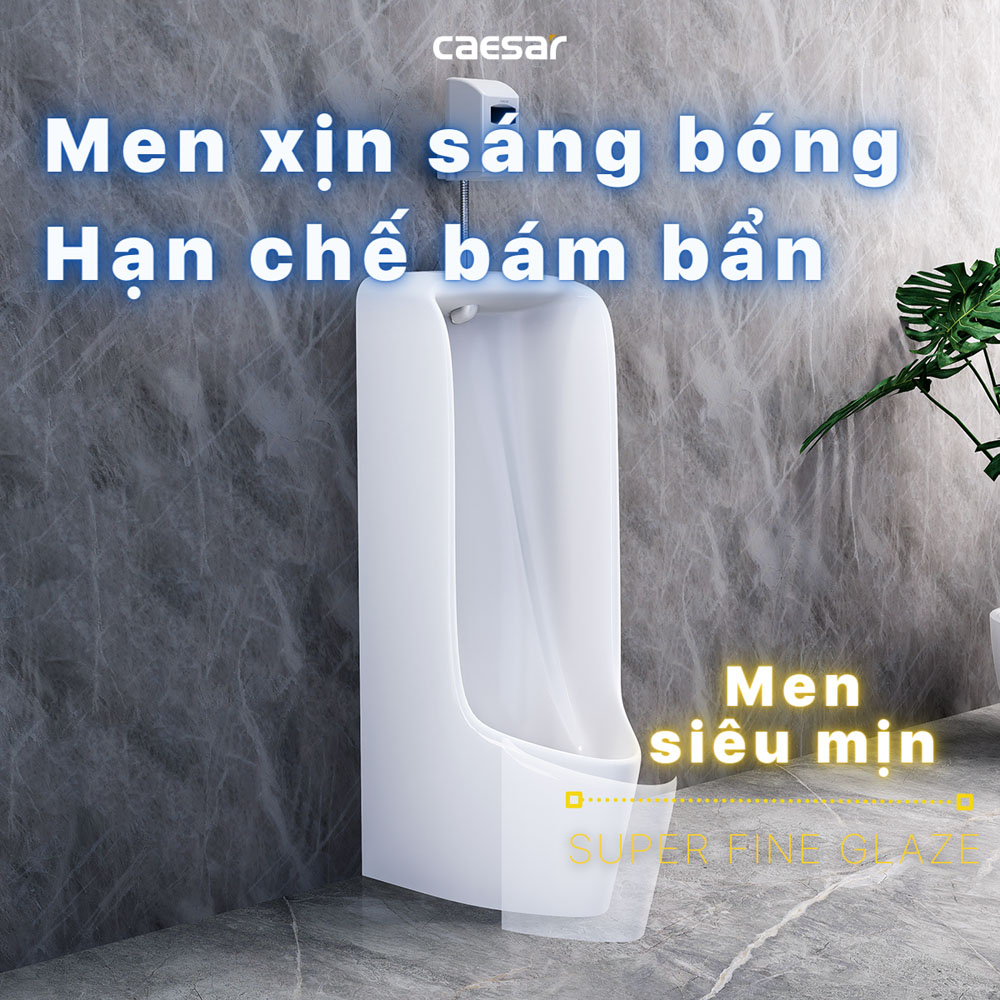 Bồn tiểu nam đặt sàn kèm van xả cảm ứng Caesar U0296+A648