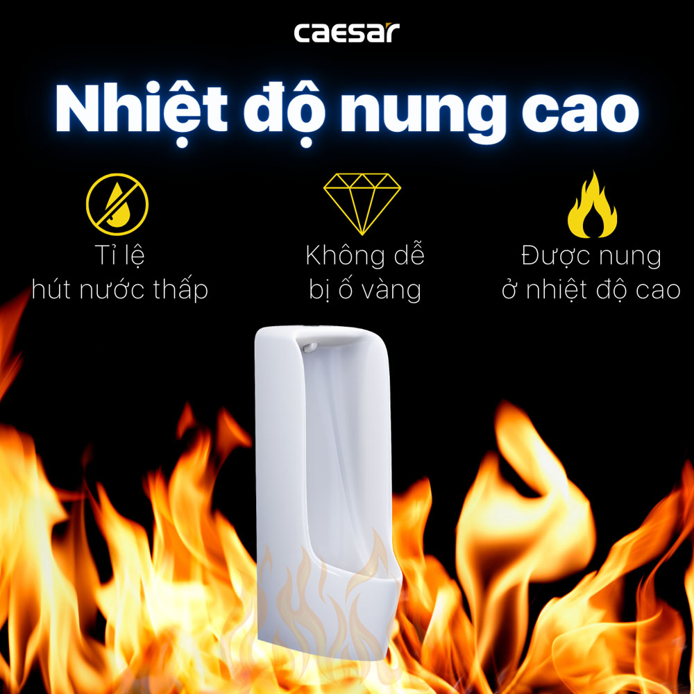 Bồn tiểu nam đặt sàn kèm van xả cảm ứng Caesar U0296+A648