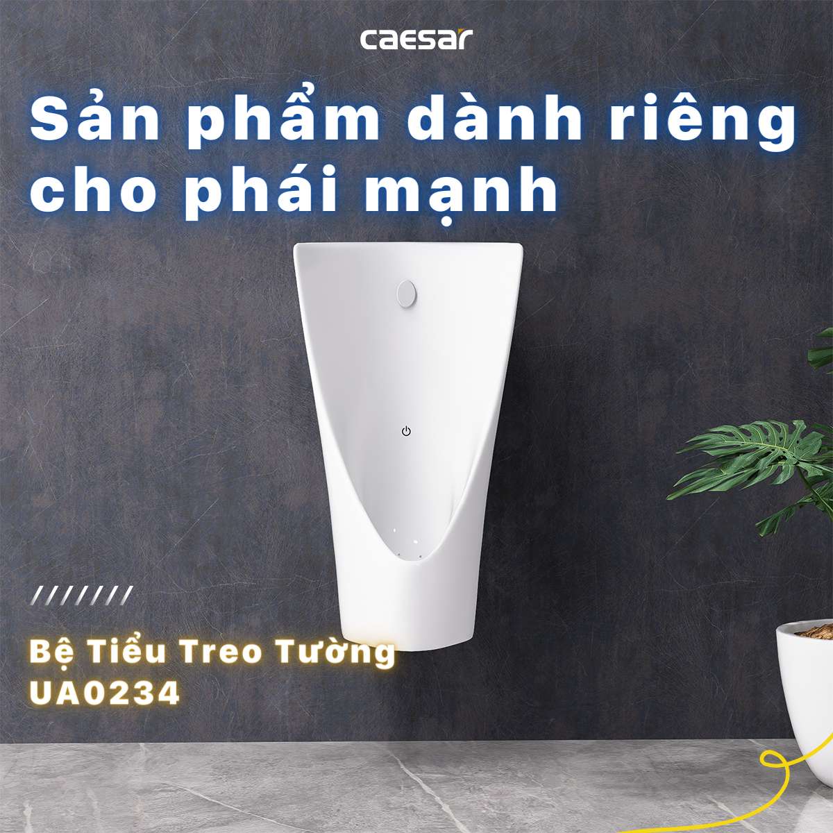 Bồn tiểu nam treo tường cảm ứng thoát ngang Caesar UA0234