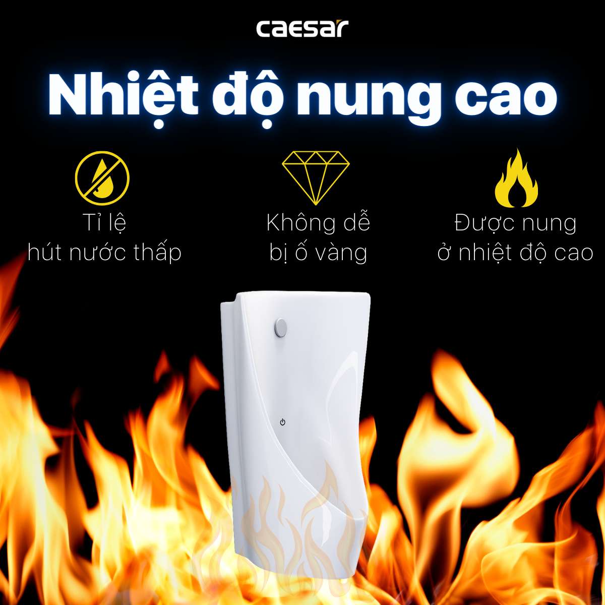 Bồn tiểu nam treo tường cảm ứng thoát ngang Caesar UA0234