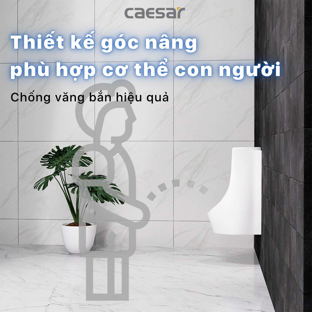 Bồn tiểu nam treo tường cảm ứng thoát ngang Caesar UA0234
