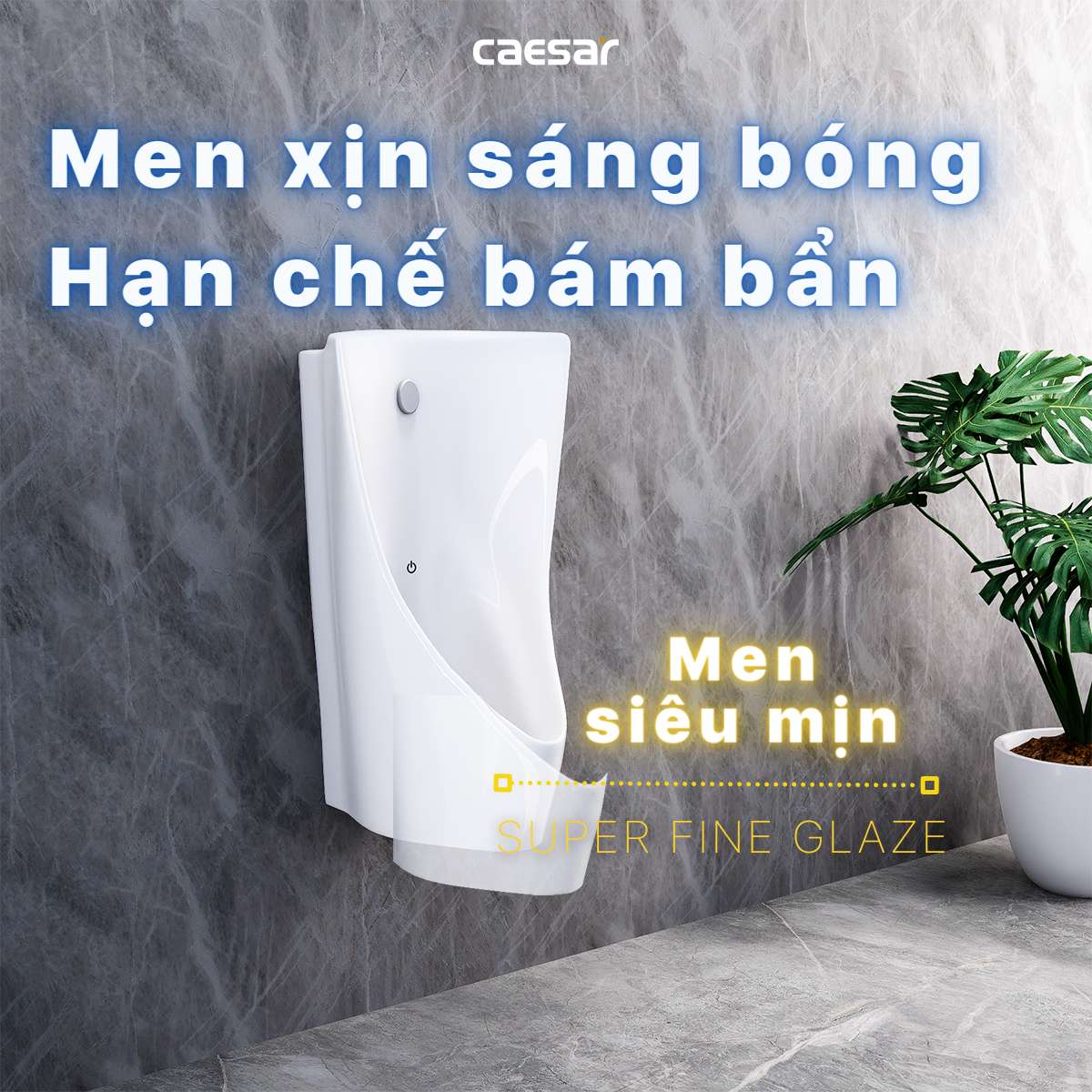 Bồn tiểu nam treo tường cảm ứng thoát ngang Caesar UA0234