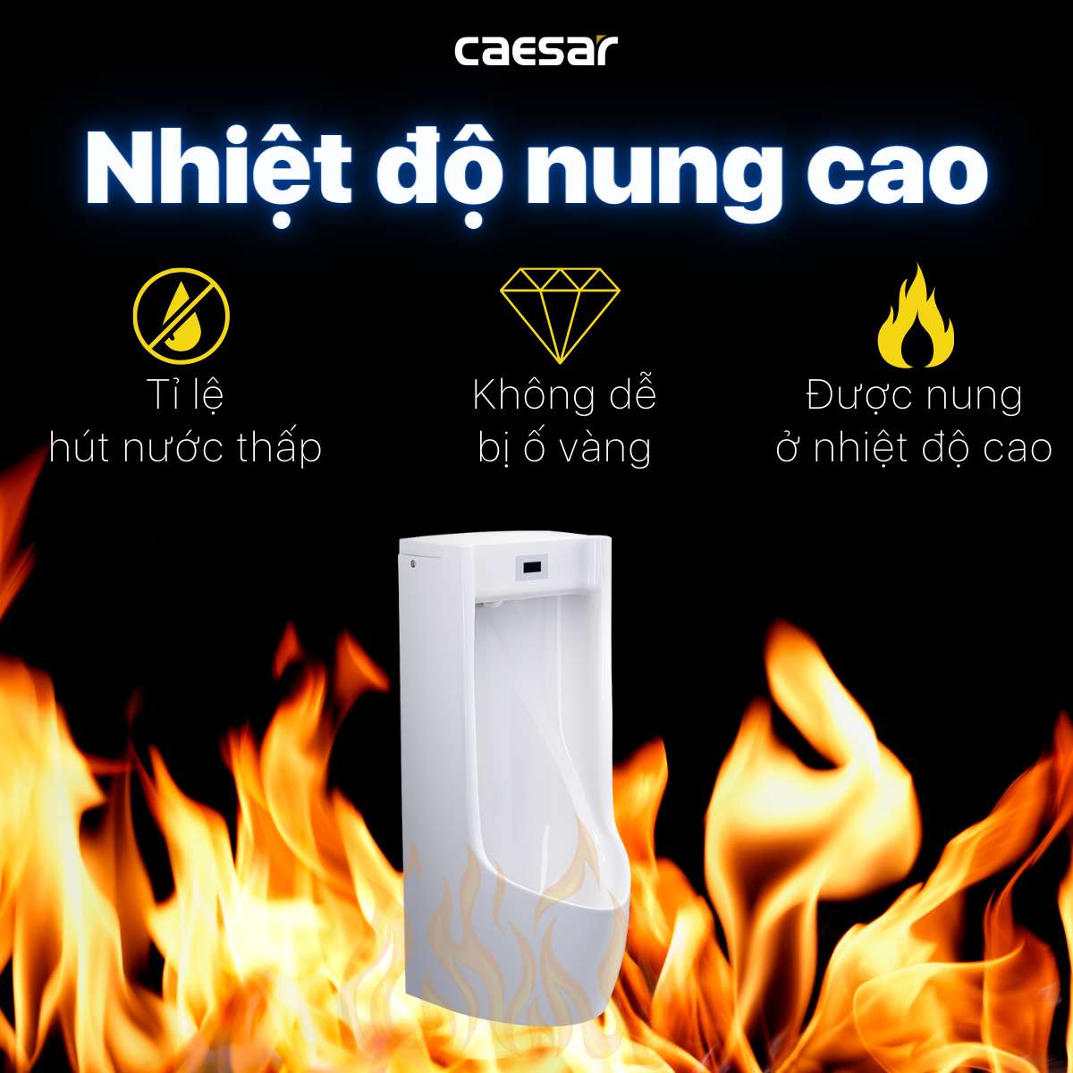 Bồn tiểu nam treo tường van cảm ứng Caesar UA0283