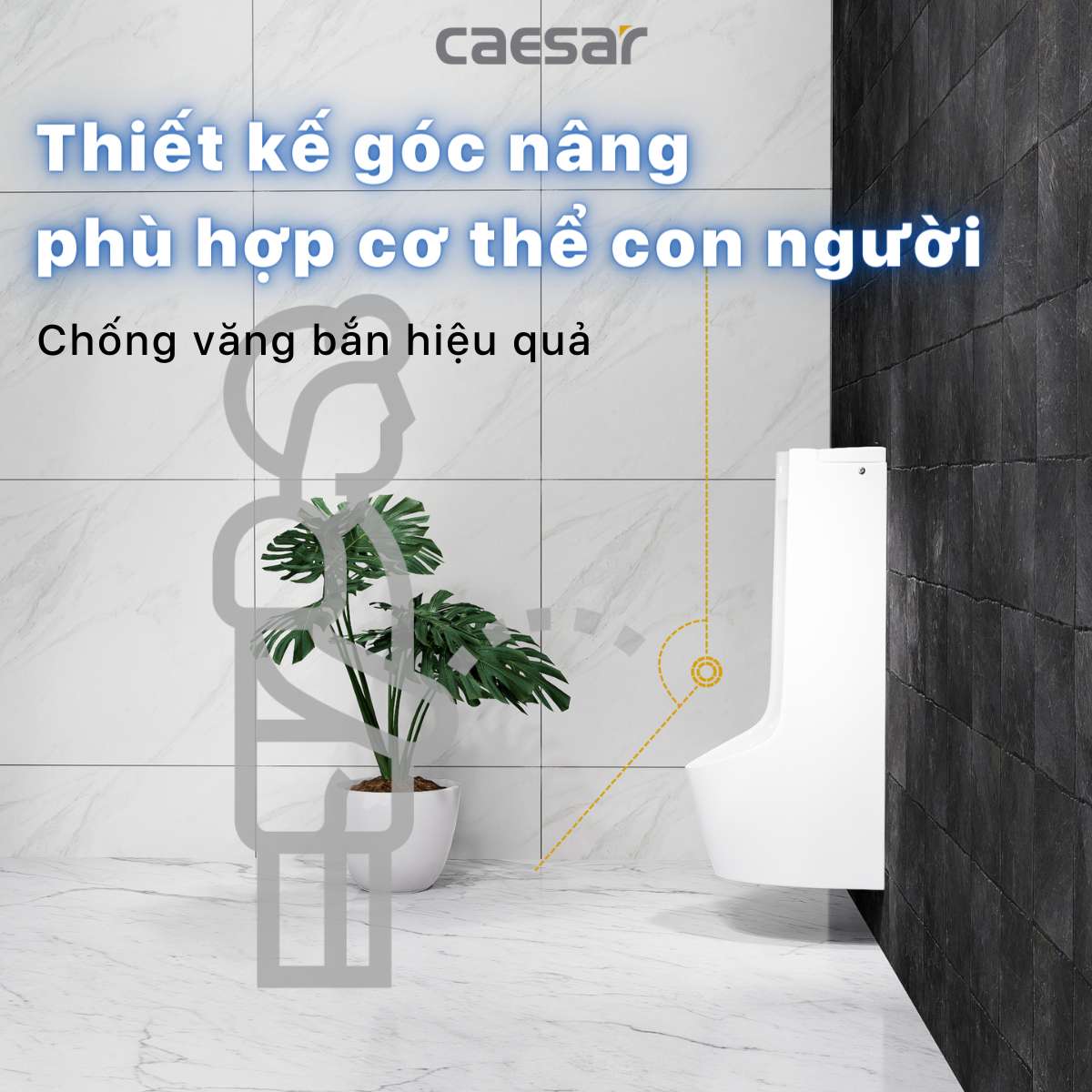 Bồn tiểu nam treo tường van cảm ứng Caesar UA0283