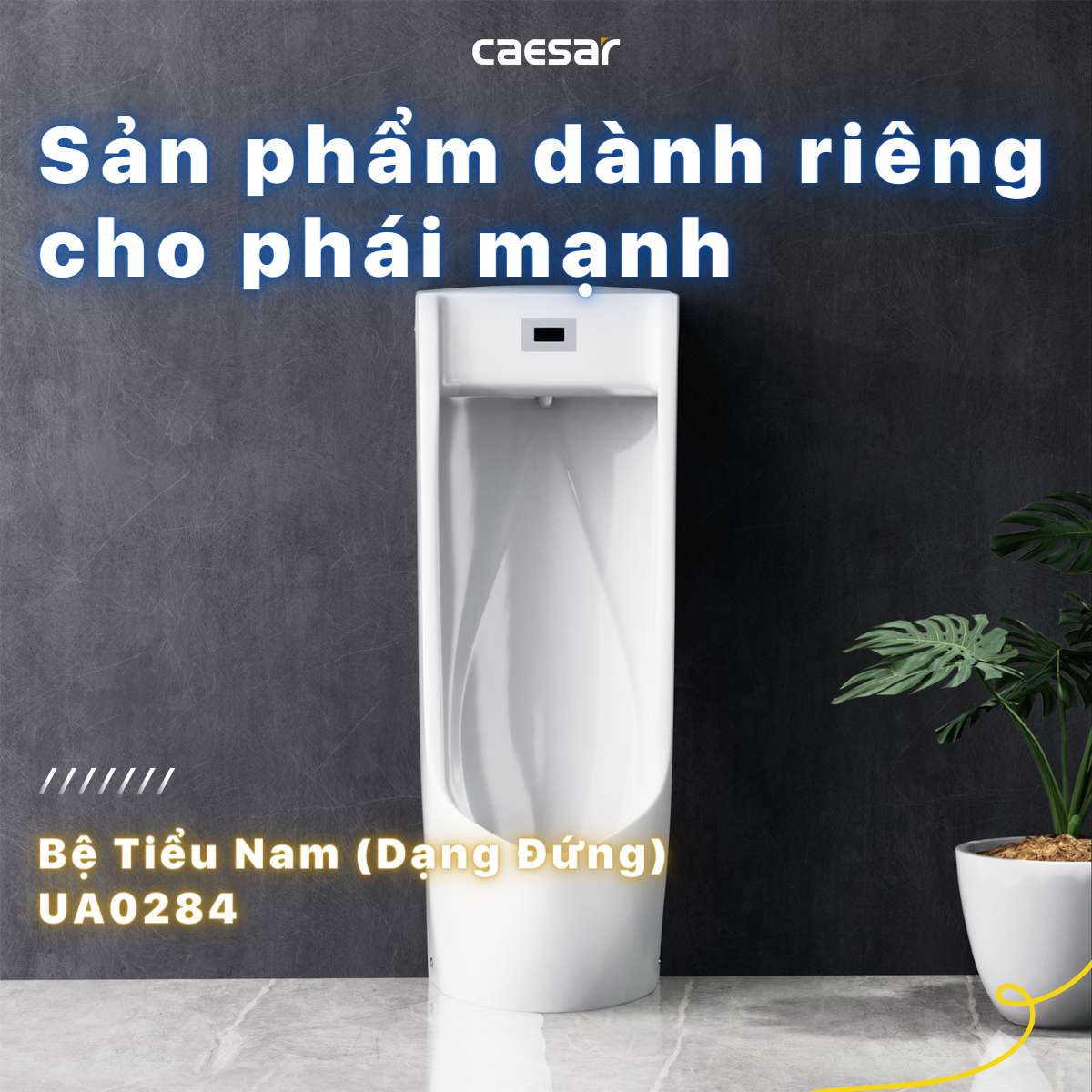 Bồn tiểu nam đặt sàn van cảm ứng Caesar UA0284