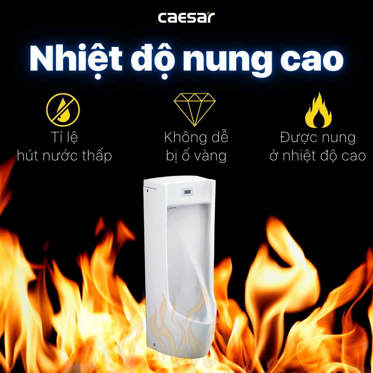 Bồn tiểu nam đặt sàn van cảm ứng Caesar UA0284