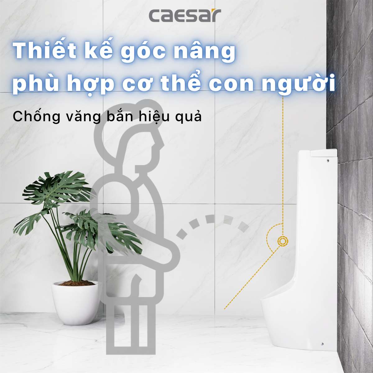 Bồn tiểu nam đặt sàn van cảm ứng Caesar UA0284